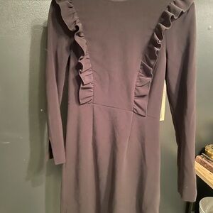 H&M black Ruffled Long Sleeve Dress
